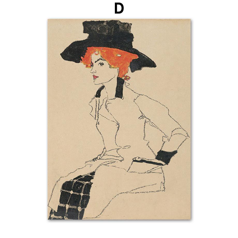Egon Schiele wystawa szkice portret plakaty skandynawskie malarstwo ścienne na płótnie i druki zdjęcia ścienny do wystroju salonu