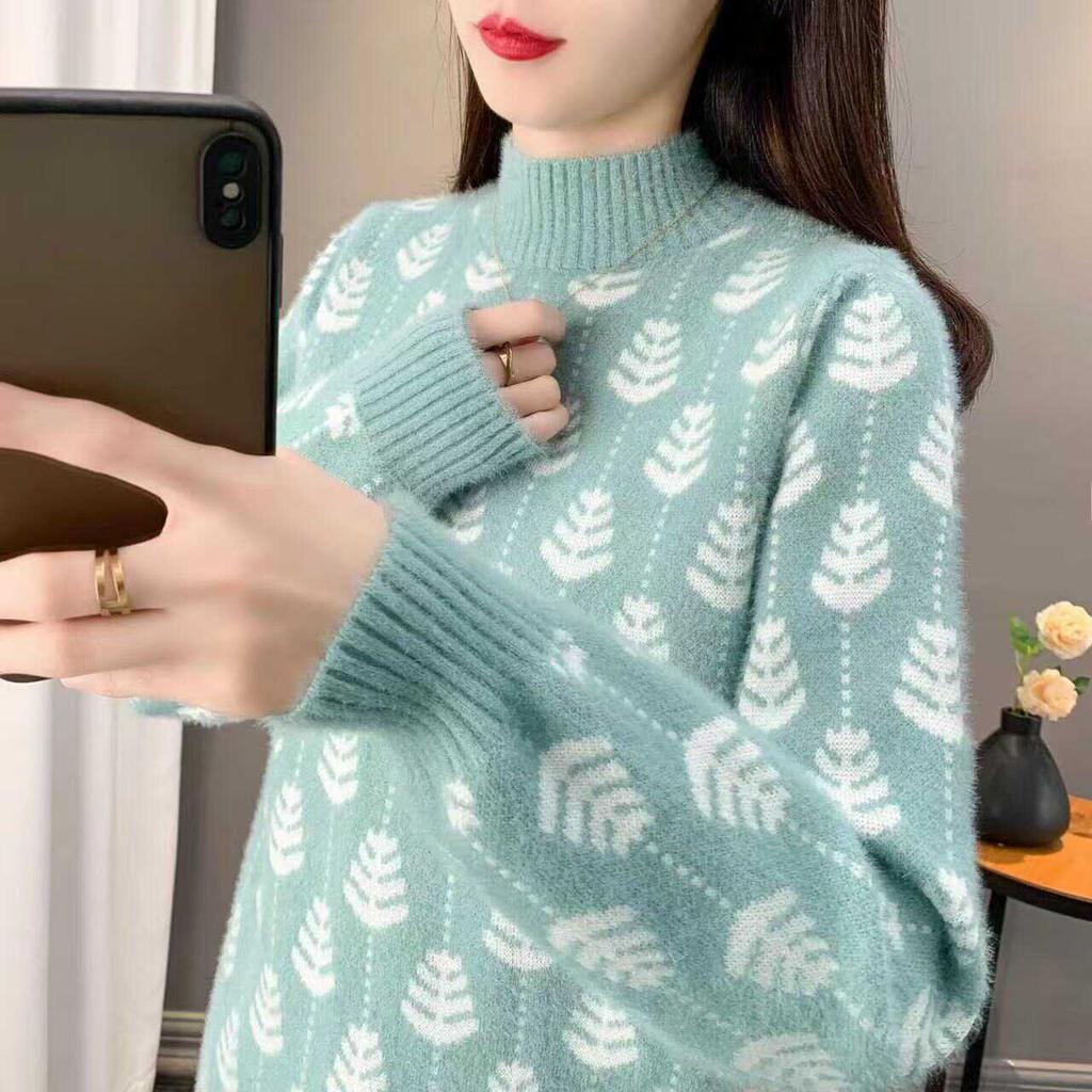 Hochgeschlossener Pullover aus Nerzimitat-Fleece für Herbst und Winter, neuer, verdickter, locker sitzender, warmer Strickpullover