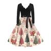 Women's Casual Fashion Long Sleeve Christmas Graphic Printed Vintage Long Dresses