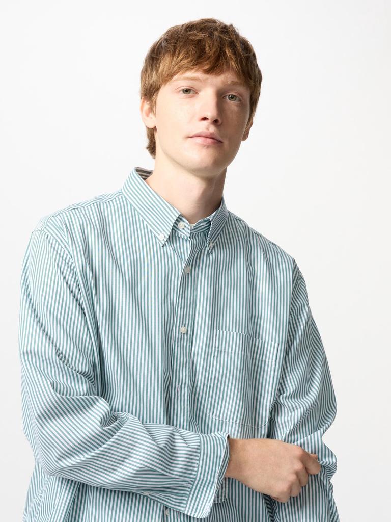 Uniqlo BroAdcloth Shirt  Long Sleeve Button Down CollAr  Stripe A