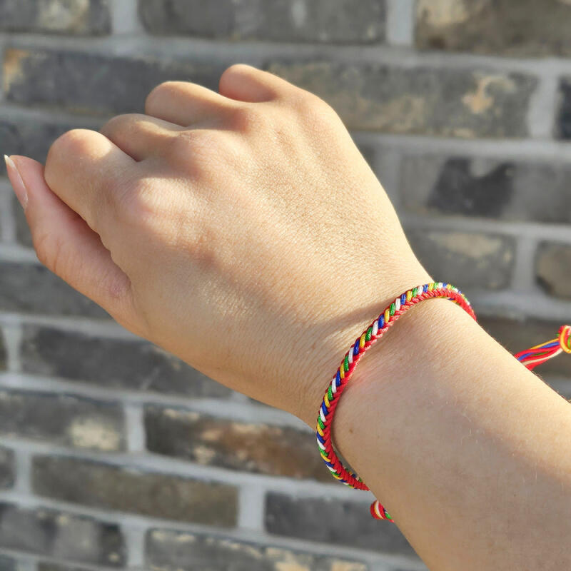Adjustable length five-color yarn yin-yang and five elements knot warding yarn bracelet 3mm