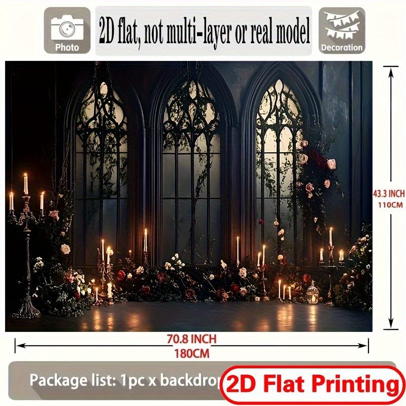 2D plane a Gothic arched window banner - Medieval style suitable for home decoration