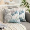 A Pair of Beach Shell Coral Starfish Themed Printed Cushion Covers for Bedroom and Living Room Modern Decoration Pillowcases