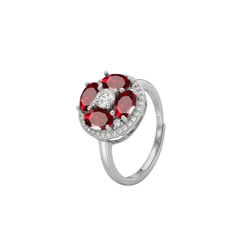 S925 sterling silver four-leaf clover ring women s living antique peridot colored treasure women s ring fashion jewelry gift Adjustable opening