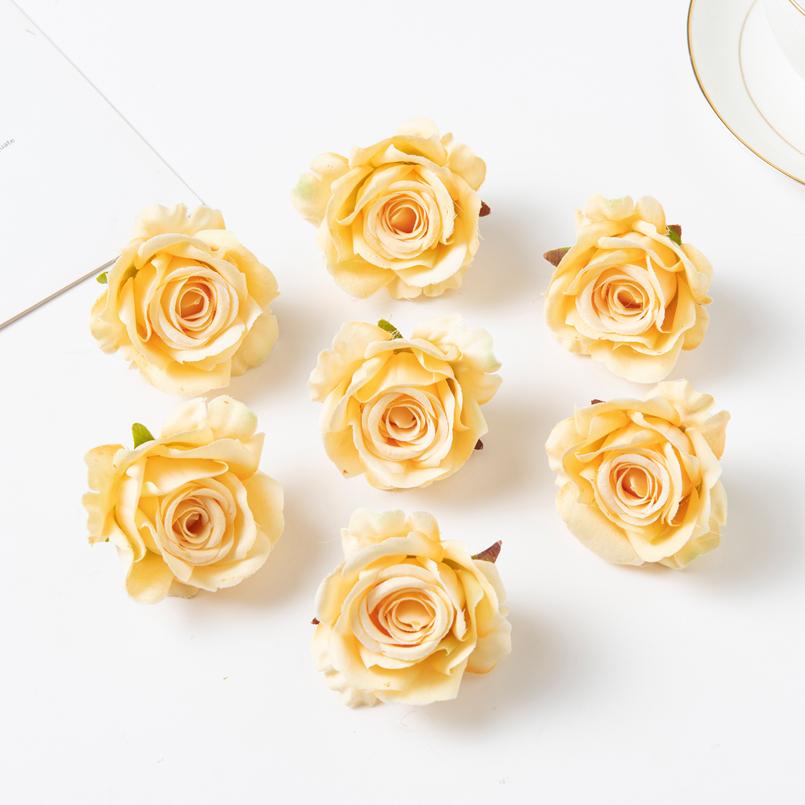 100Pcs Silk Rose Artificial Flower Hot sale Christmas Wedding Bridal Bouquet Home Outdoor Garden Diy gift box Scrapbook Material