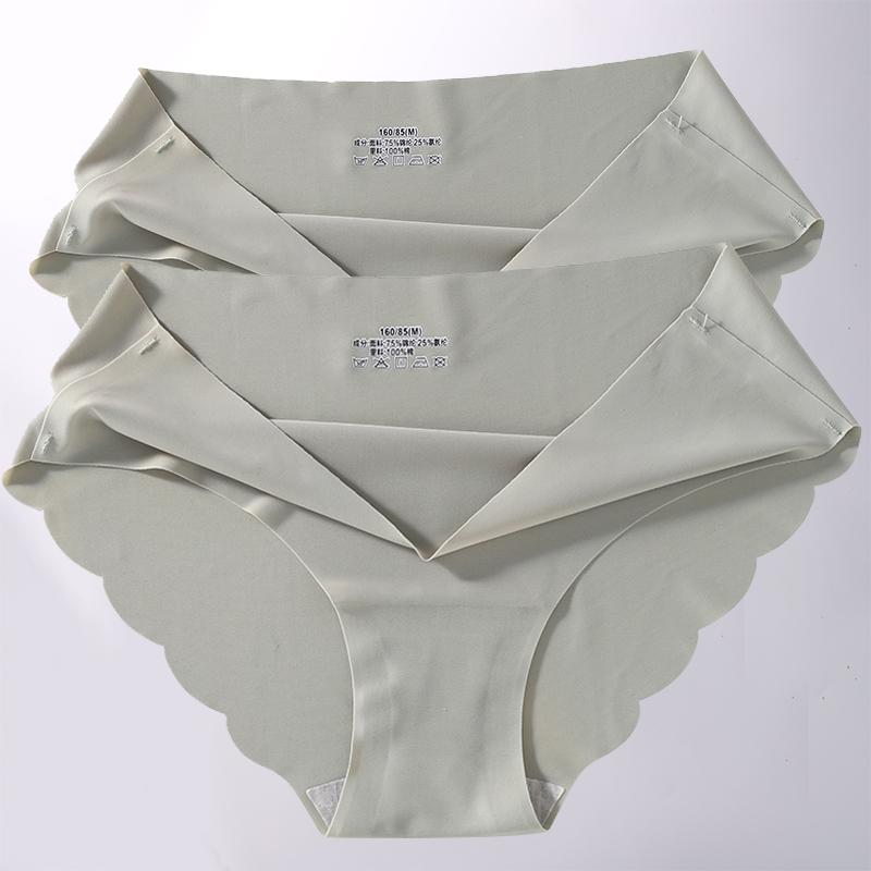 2 Stück/Set M-XL Nahtlose Eis-Seide Sexy Damen Slips Pantys 7 Unifarben Atmungsaktive Pantys Unterwäsche Für Mädchen Dessous