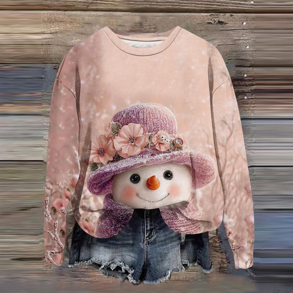 Women's Fashion Printed Long Sleeve Loose Round Neck Sweatshirt Top Fall