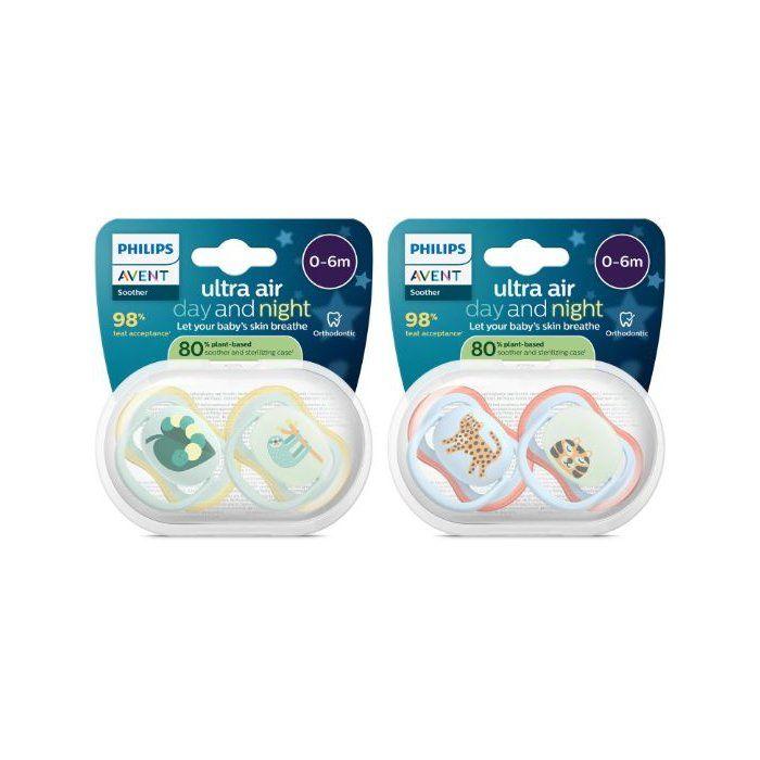 4er-Pack Ultra Air Schnuller - PHILIPS AVENT - SCF087/22 - Tag und Nacht - BPA-frei - Gelb / Orange