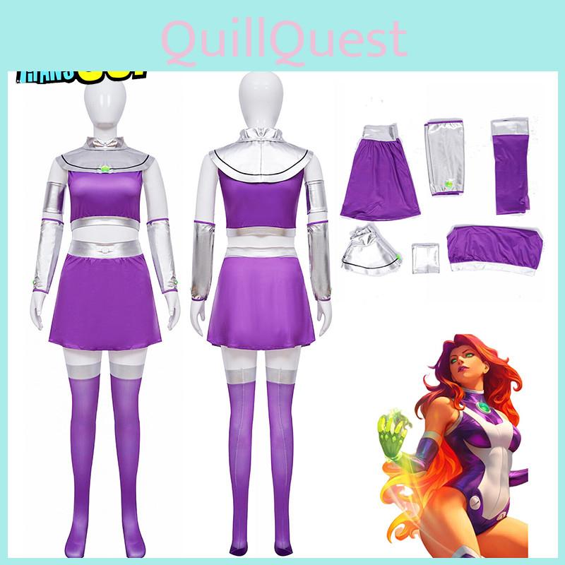 Lebendige Teen Titans Starfire Cosplay-Kostümperücke für Erwachsene, perfekt für Halloween, Maskenball und Comic Con