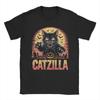 Catzilla Angry Cats TShirt Unisex Women Vintage Cotton Tees Crew Neck Short Sleeve T Shirt Summer Clothing
