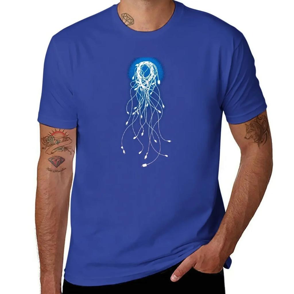 Electric Jellyfish Cable T-Shirt summer tops Short sleeve tee mens clothing