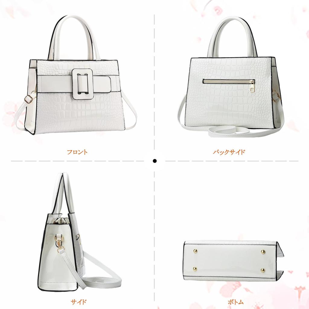 NICOLE & DORIS Women's Crocodile Dial Handbag, 2-Way Shoulder Bag, Crossbody Bag, Large Capacity, Waterproof, Divided, Three-Layered Design, Bottom