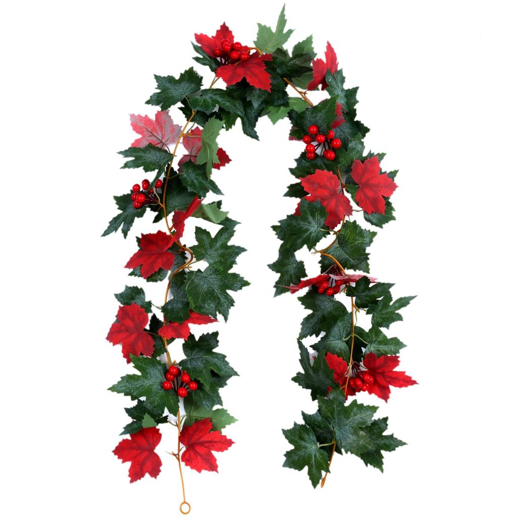Artificial Fall Maple Leaf Garland Fake Plants Hanging Vines For Home Fireplace Party Garden Halloween Wedding Decor