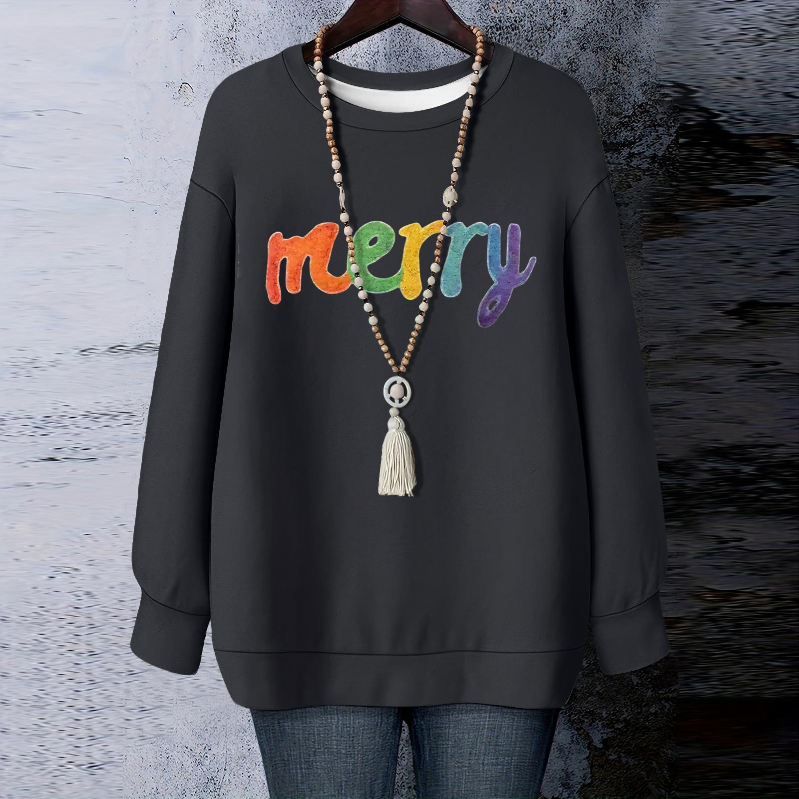 

Женская рождественская футболка с круглым вырезом и длинными рукавами L чёрный