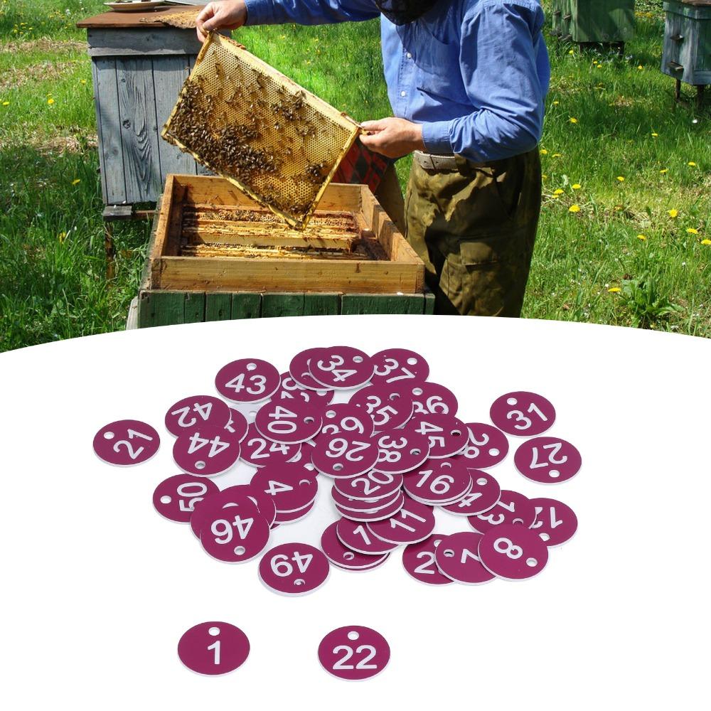 50Pcs Round Shape Beehive Markers Numbered 1-50 Apiary Labels Breeding Mark Labels Apiary Use