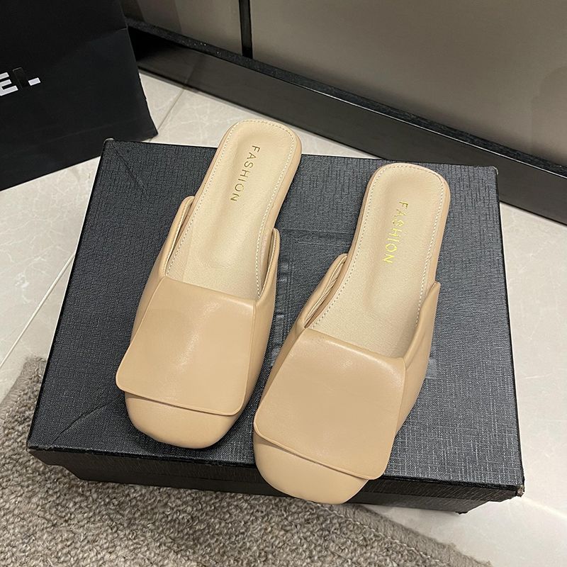 

Удобная и универсальная сумка на голову, верхняя одежда, нескользящие квадратные носки, плоская подошва, полушлепанцы, ленивые полушлепанцы, женская обувь, тапочки 40