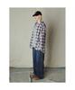 Saendeusaundeu (Unisex) Big Check Oversized Shirt Wine