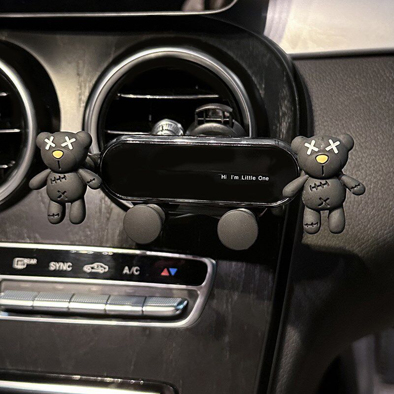 

Cute Car Phone Holder for Navigation, Dedicated Car Mount, S-Shaped Support for Women, Air Vent Phone Holder Trendy Bear-Mirror Stand