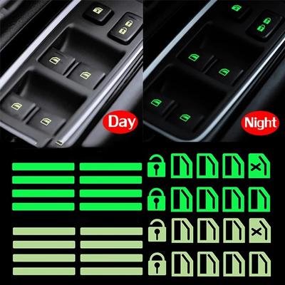 Car Stickers Window Button Luminous Sticker Door Switches Night Fluorescent Decals Lifter Switch Auto Interior