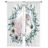Eukalyptusblätter und Einhorn, Chiffon, durchsichtige Vorhänge für Wohnzimmer, Schlafzimmer, Dekoration, Fenster, Tüllvorhänge