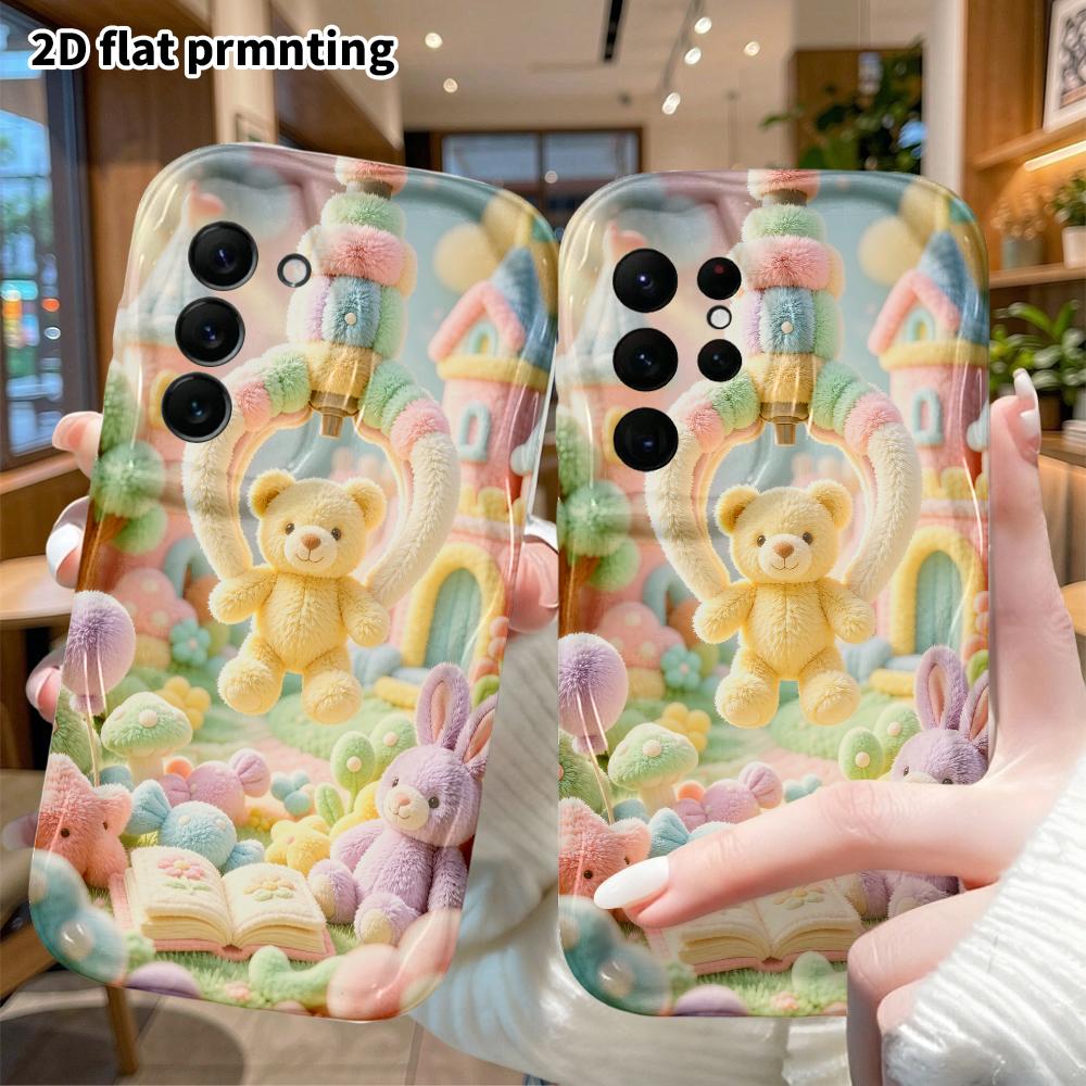 Phone Case: 2D Flat, Suitable for Samsung Galaxy A34 A35 M05 M06 S20 S22 S21 FE Plus 5G Protective Case, Castle Cradle Teddy Bear, Perfect Christmas a