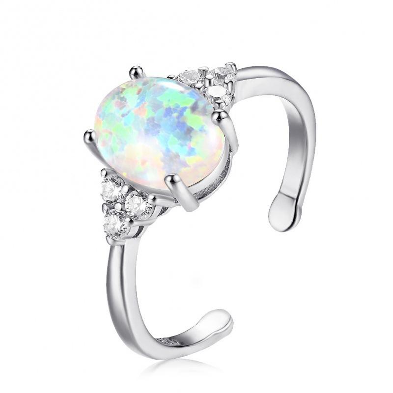 Supply, Platinum Opal Open Ring, Fashion Retro adjustable open cuff белый