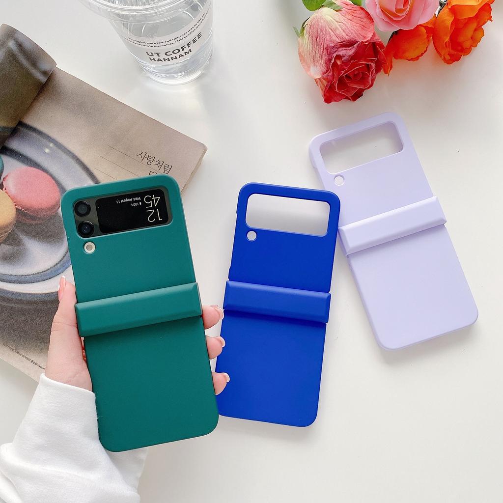 Applicable to Samsung Z Flip3/4/5/6 mobile phone case Macaron solid color hinge three-piece folding screen case