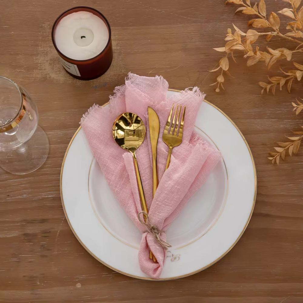 

6pcs Rustic Gauze Table Towel Cotton Tea Towel Vintage Cloth Napkin Wedding 32*32cm коричневый