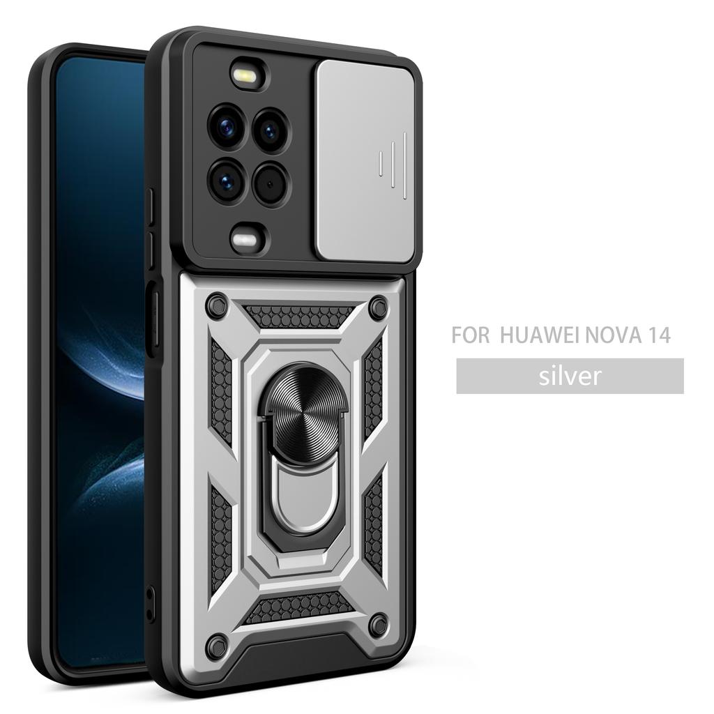 For Huawei nova 14 Pro Case Huawei nova 14 Cover Nova14pro Magnetic Ring Holder Armor Phone Case Slide Camera Protect Back Cover