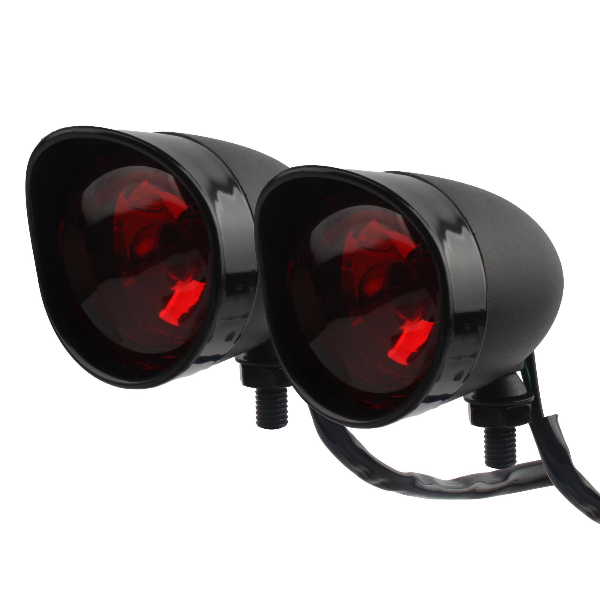 

1 pair Motorcycle Rear Tail Light Brake Stop Lamp Indicator Zinc alloy Waterproof For Cruiser Chopper Bobber Cafe Race чорний