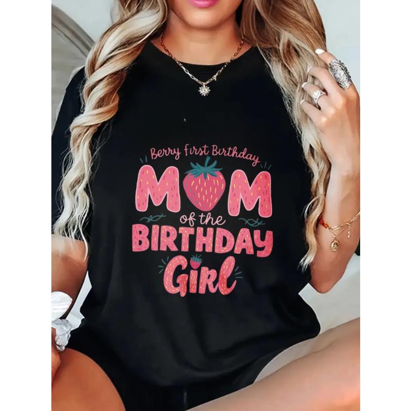 Black Oversized T Shirt Mom Of The Birthday Girl Berry First Birthday Strawberry Print For Mother Birthday Celebration
