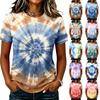 Damen Freizeit Kurzarm Raglan T-Shirt Rundhals Batik-Print Leichtes Weiches Gewebe Sommer Oberteil