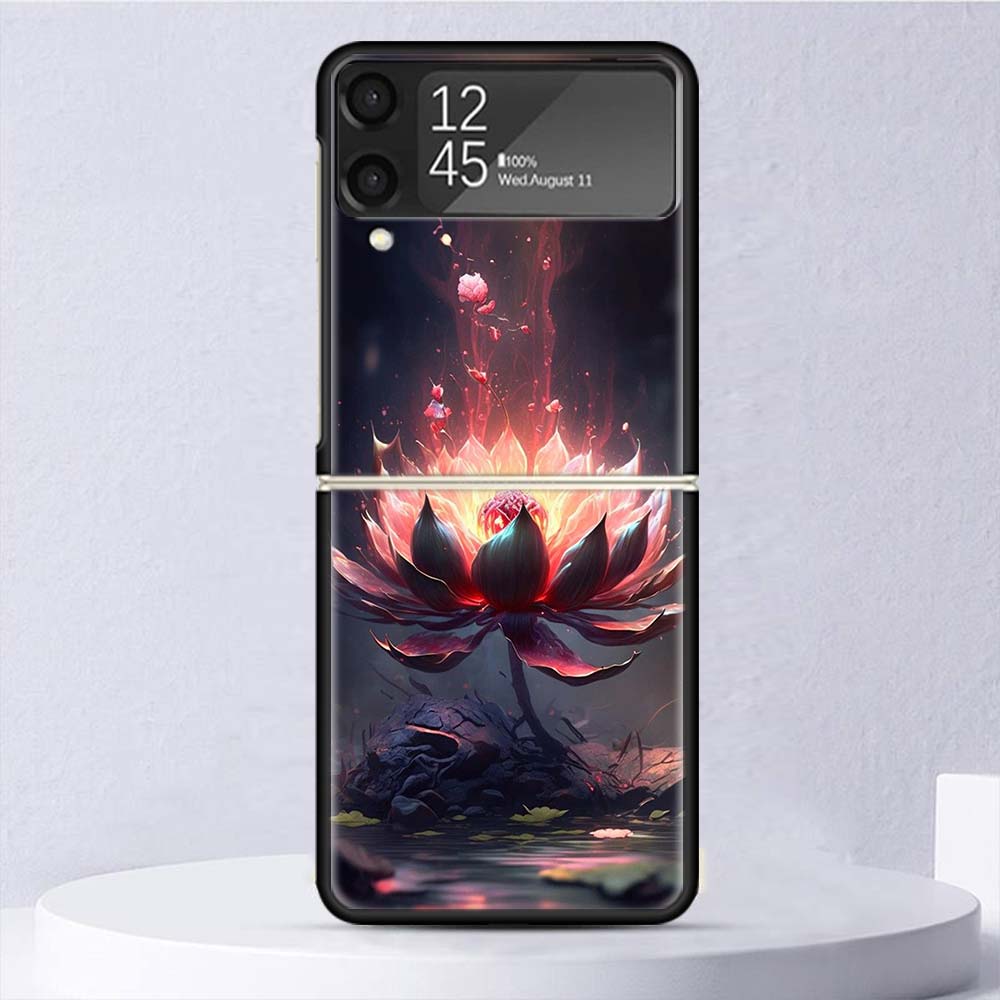 Buddhist Fire Lotus Shockproof Case For Samsung Galaxy Z Flip 7 6 5 4 3 5G Phone Cover Z Flip3 Flip4 Flip5 Flip6 Flip7 Shell Har