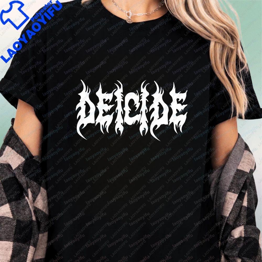 DEICIDE Retro Pirated Style Casual Trendy Versatile Shortsleeved Unisexs and WoUnisexs Universal Roundneck Tshirt