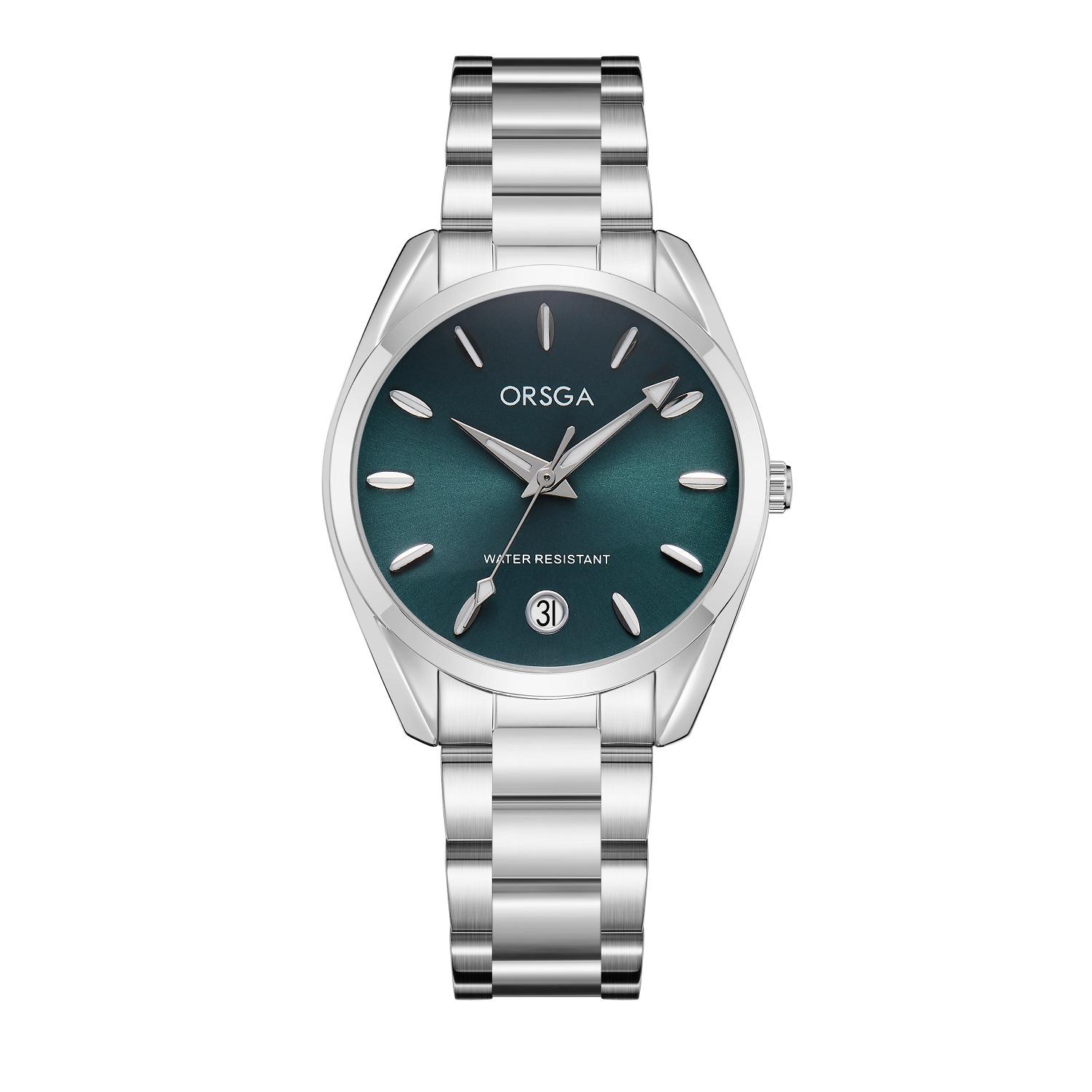 

Elegant Women Watch Luxury Ladies Fashion Girls Wristwatch Quartz Movement Stainless Steel Gift for Female Girlfriend silver band темно-зеленого