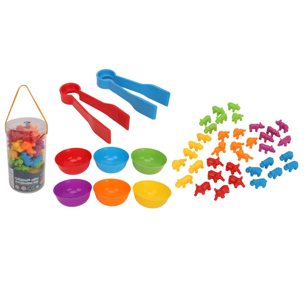 Counting Animal Toy Color Sorting Learning Fine Motor Skills Matching Game Animals Toy with Bowls