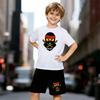 Boys 2 Piece Cute Cartoon Pattern Printed Outfit, Short Sleeve T-Shirt and Shorts Set for Kids Age 5-14,White Sporty Casual Summer Clothes