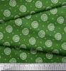 Soimoi Green Japan Crepe Satin Fabric Spiral & Geometric Decor Fabric Printed Metre 42 Inch