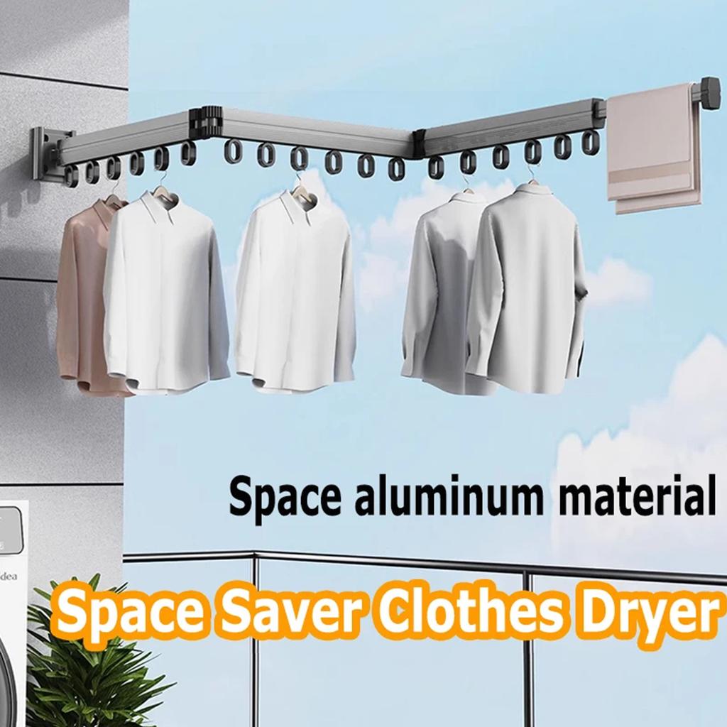 Wall-Mounted Foldable Aluminum Alloy Clothes Drying Rack Perfect for Balcony Bedroom Kitchen Living Room for Home