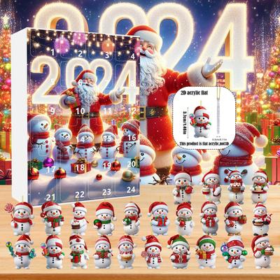 Christmas Countdown Calendar 24 Cute Acrylic Snowman Pendants, Christmas Tree Ornaments Suitable For Family And Friends During The Holiday .