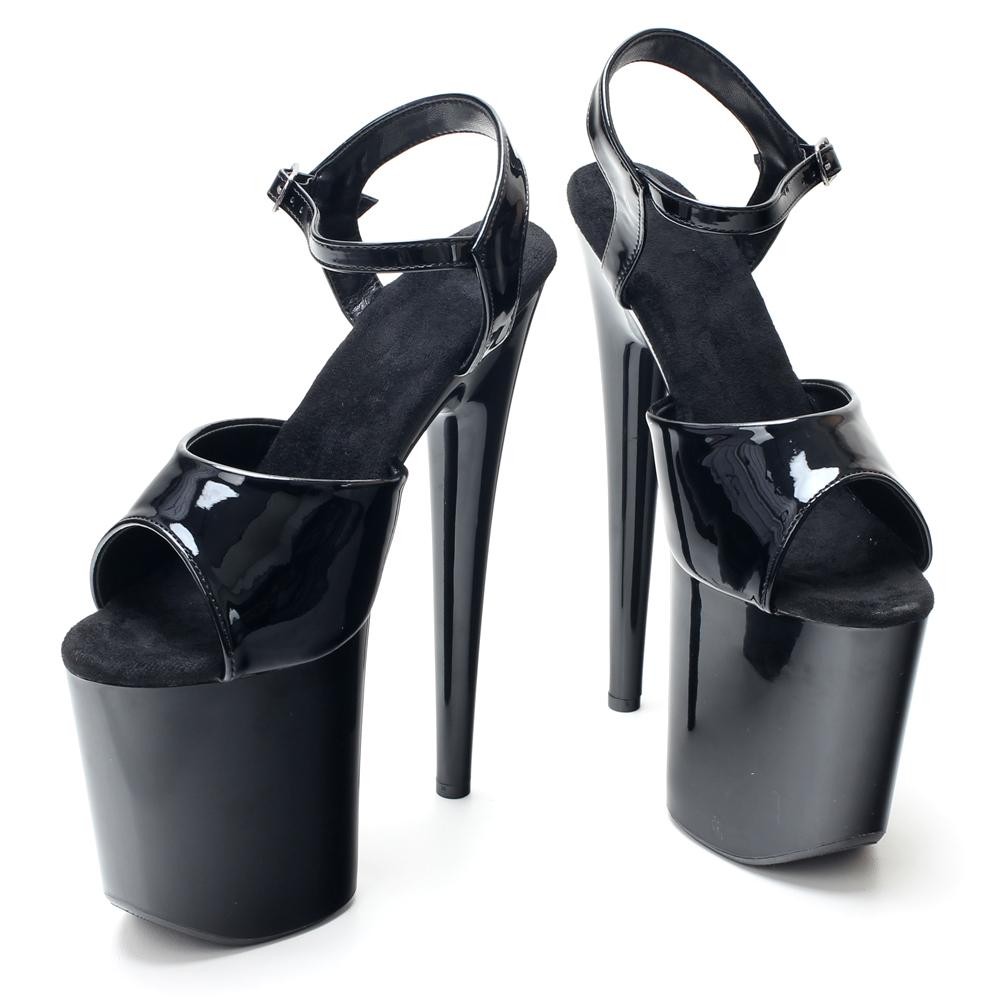 Extreme Black Paint Baking Process High Top Heel Sandals 20CM Heels Pole Dancing Foot Protection Seasonal Wear