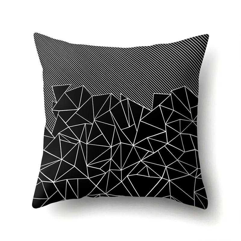 Polyester Pillowcase Black and White Printed Pillowcase Waist Cushion Cover Geometric Cushion Head Cushion Cover