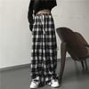 Pantaloni oversize în carouri Harajuku Pantaloni cu carouri la modă pentru femei Pantaloni de trening cu picioare largi de toamnă
