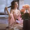 Extremely Hanfu Court Soft Chinese Style Maid Maid Photo Free Pink Sheer Halter Neck [Qeozts] Cosplay, Sexy, Sexy, Cute, Set, Style, Temptation,