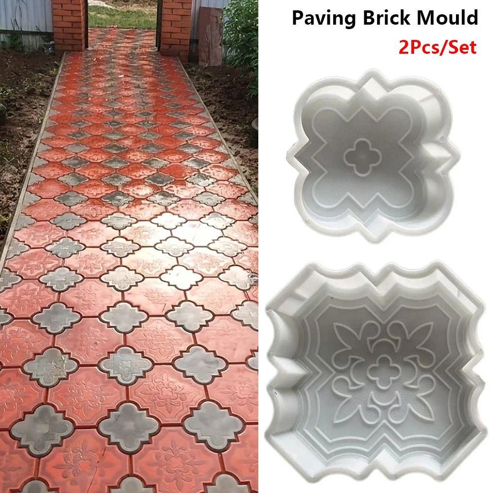 2Pcs/Set Plastic Stepping Stone Paver 30cm Concrete Path Maker Mold For Lawn Patio Yard Garden