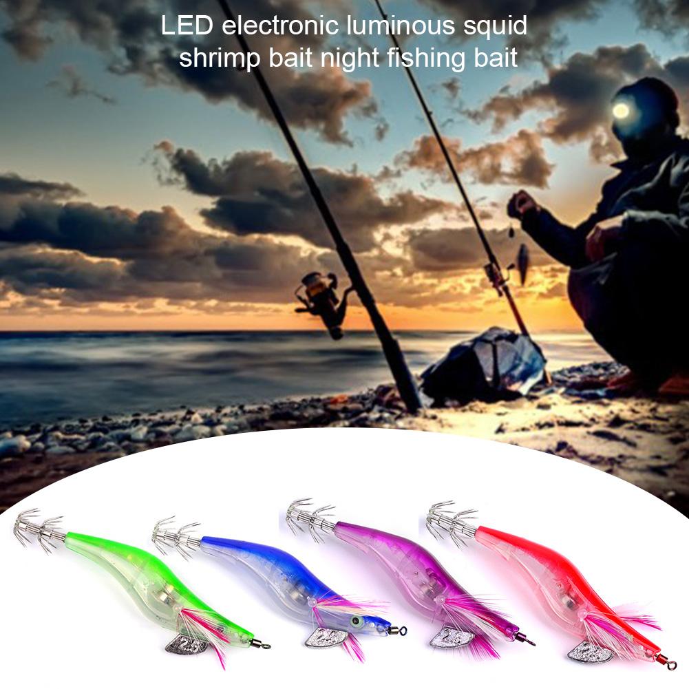 1pc Electronic Flashing LED Fishing Lure In Water Tackle Tool Luminous Squid Jig Shrimp Bait Night Fishing Lure