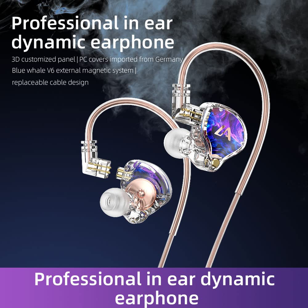 Kabelgebundene Ohrhörer mit tiefem Bass, 1DD, abnehmbar, ergonomisch, Monitor-Ohrhörer, Stecker zur Vermeidung von Schalllecks, Ohrhörer mit tiefem Bass, kabelgebunden für