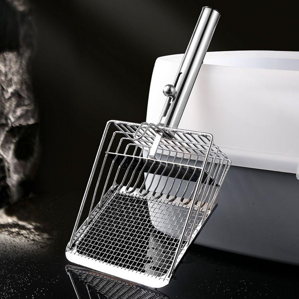 Ergonomic Handle Metal Cat Litter Scoop Non Stick Pets Poop Sifting Tool  Kitten Care