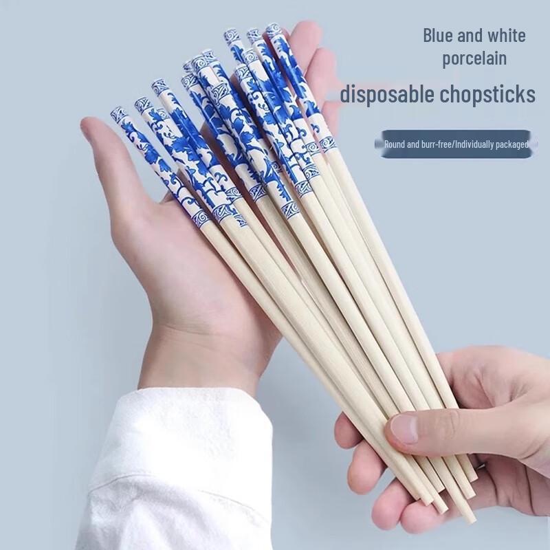 Blue and White Porcelain Disposable Bamboo Chopsticks