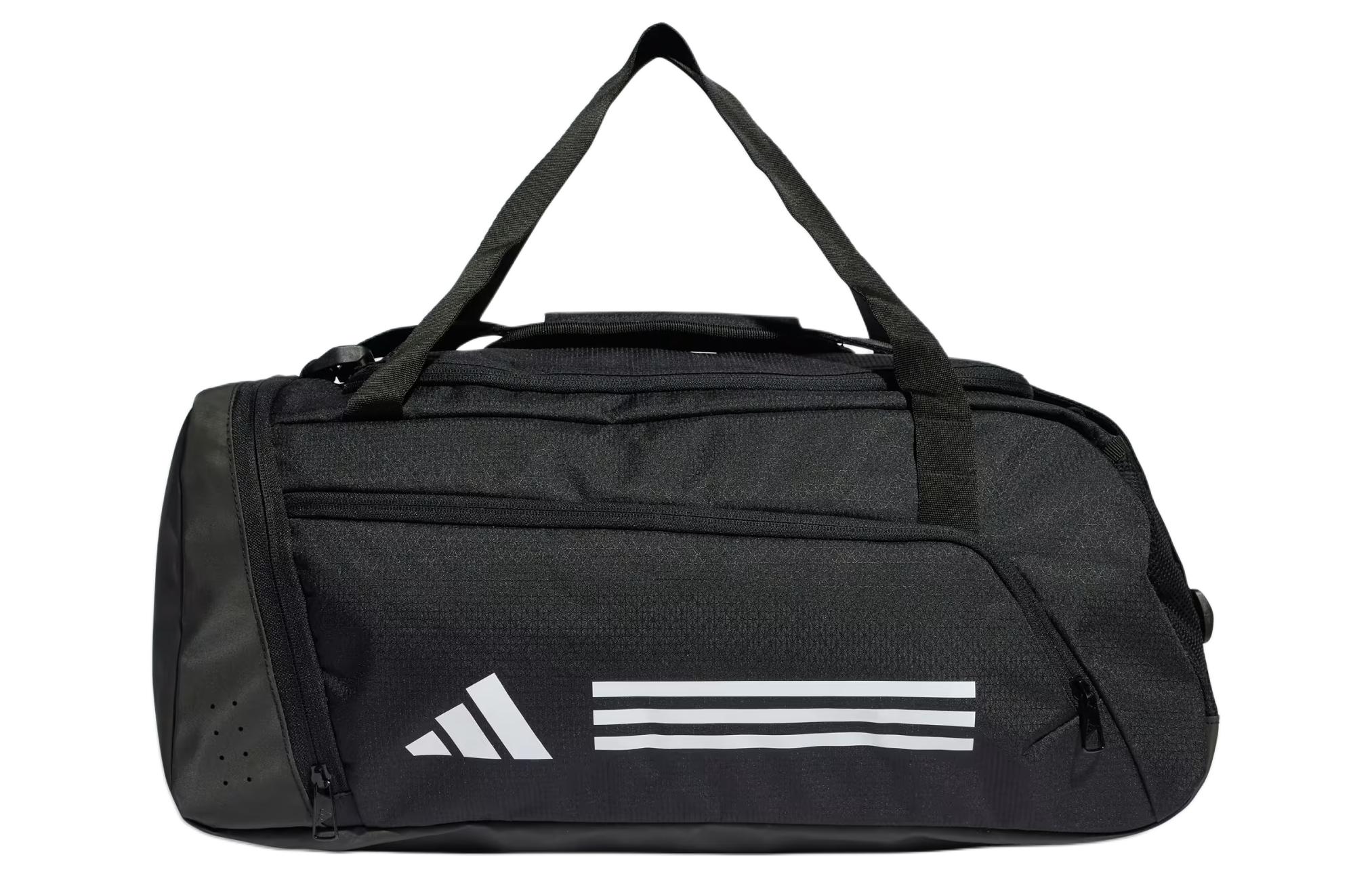 Adidas Essential Recycled Material Polyester Handbag Gym Bag Medium Unisex Black & White IP9862